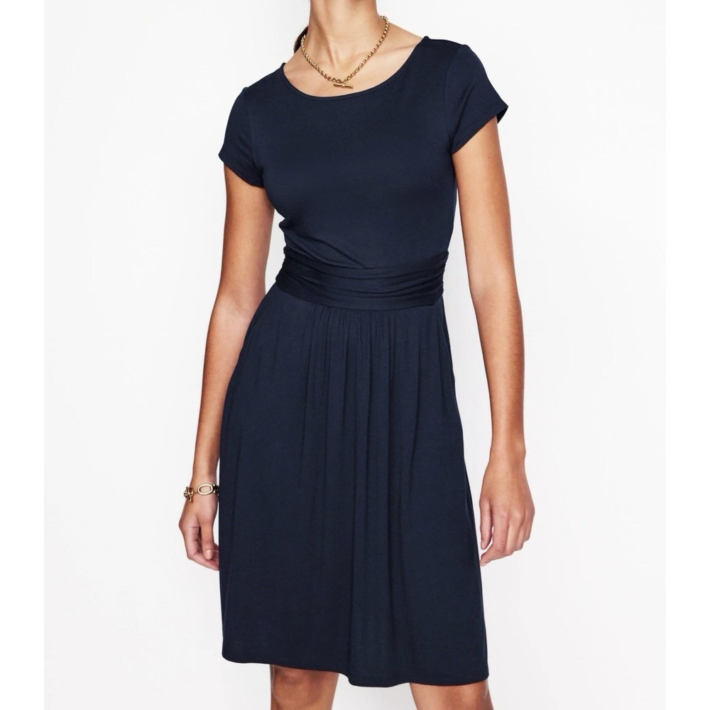 Boden‎ Dress Women's Size 4 Navy Short Sleeve Formal Stretch Pockets Career